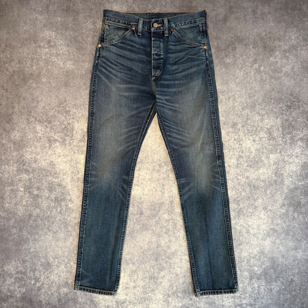 RRL Ralph Lauren Stretch Selvedge Straight Leg Jeans Blue Denim Womens Size 27